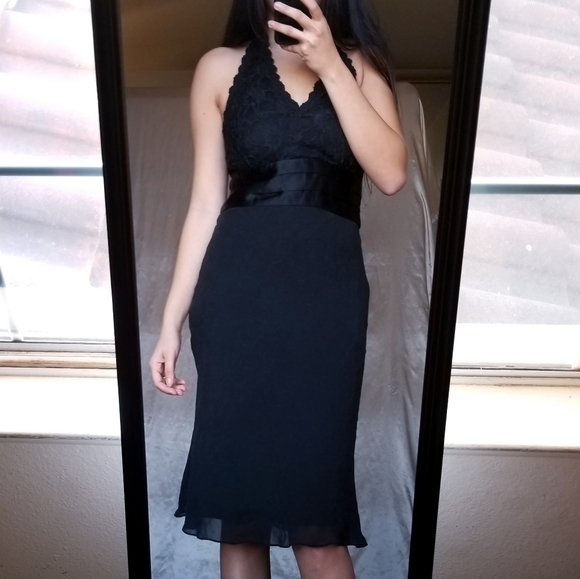 Jones New York Silk LBD Lace Halter Flounce Dress - Picture 8 of 8